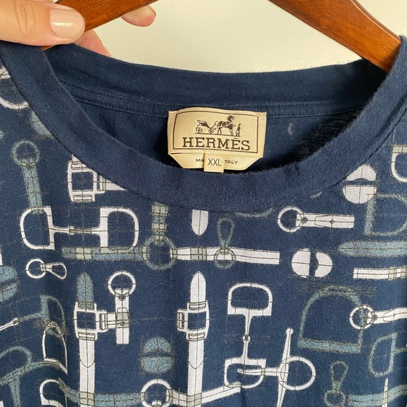 SOLD!!! Hermes Cotton Navy Blue T-Shirt for Men size XXL - Picture 3 of 13